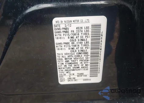 2012 Nissan Rogue S z USA, uszkodzony, nr VIN JN8AS5MV5CW711538